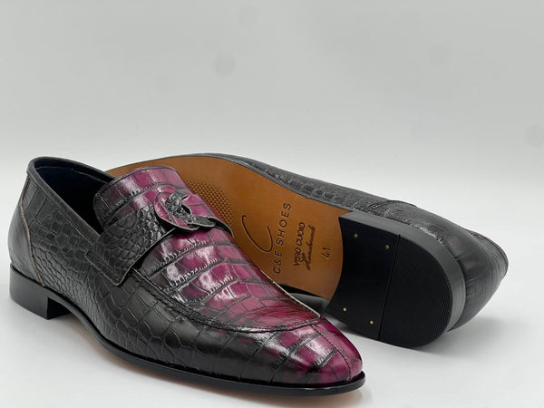 C Collection Crocodile Leather Loafer - Fuchsia