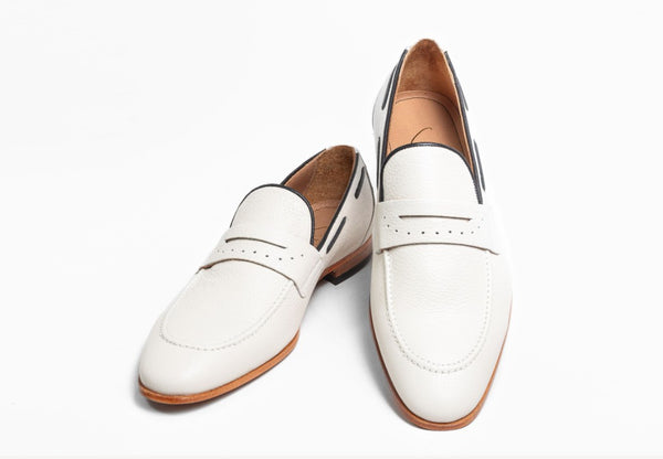 C Collection Deerskin Loafer - Bone/Navy