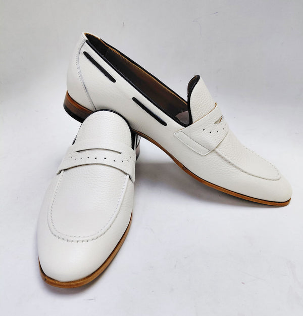 C Collection Deerskin Loafer - Bone/Navy