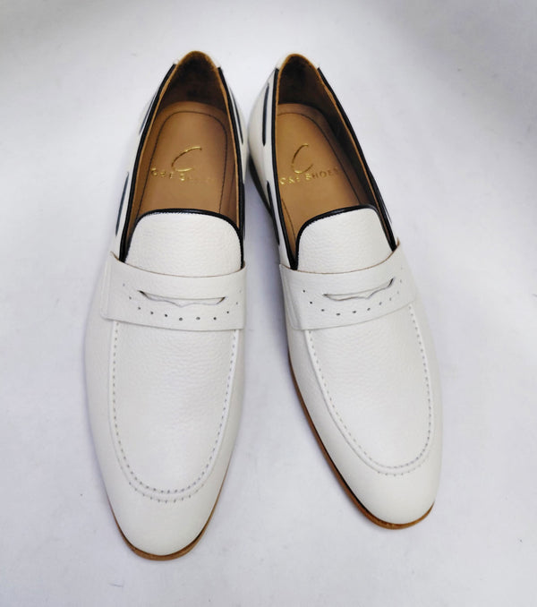 C Collection Deerskin Loafer - Bone/Navy