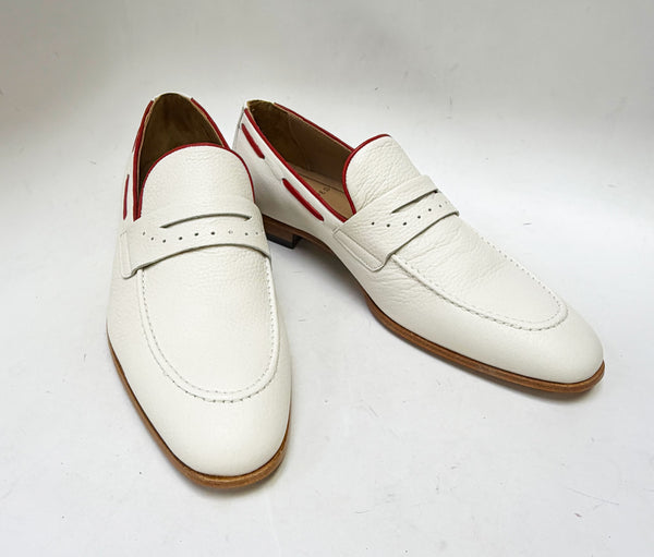 C Collection Deerskin Belt - Bone/Red