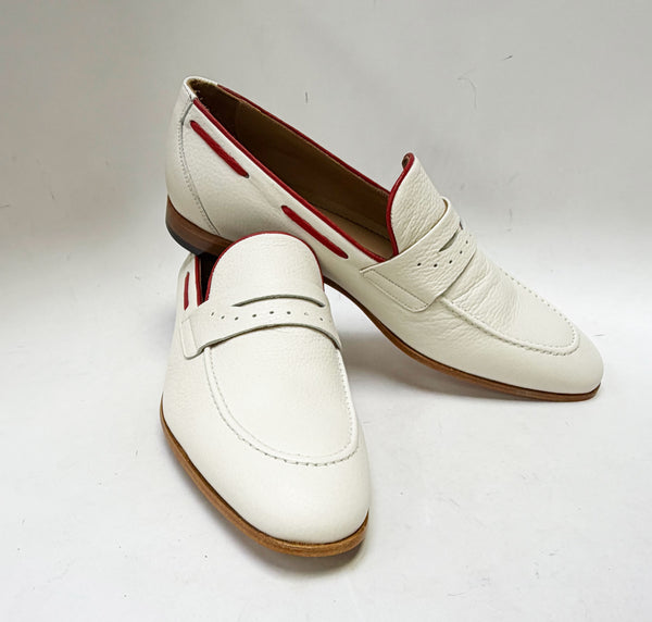 C Collection Deerskin Loafer - Bone/Red