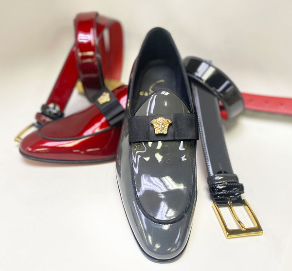 C Collection Patent Leather Loafer - Grey