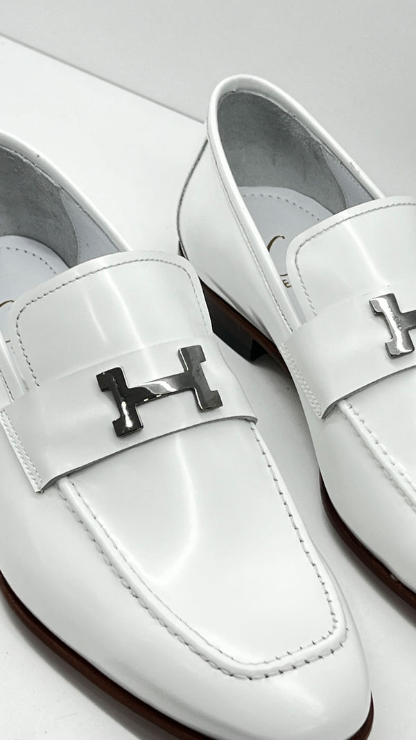 C Collection Patent Leather H Loafer - White