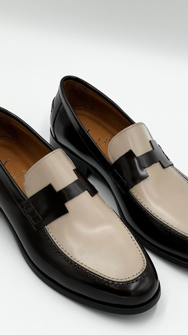 C Collection Nappa Leather Loafer - Brown/Beige