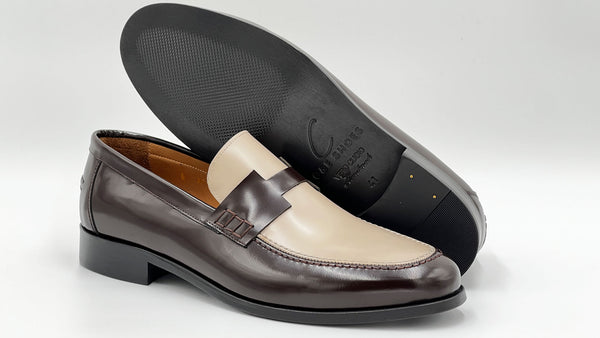 C Collection Nappa Leather Loafer - Brown/Beige