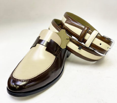 C Collection Nappa Leather Loafer - Brown/Beige