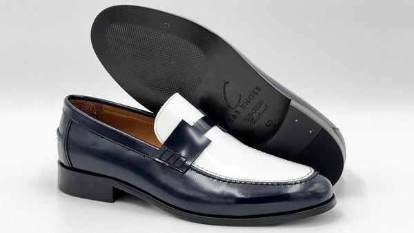C Collection Nappa Leather Loafer - Navy/White