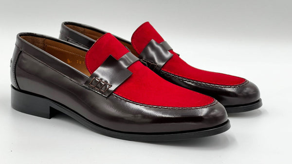 C Collection Leather Belt - Burgundy