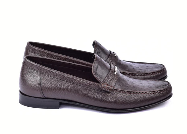 Corrente Ostrich Deerskin Loafer - Brown