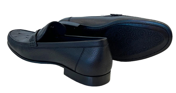 Corrente Ostrich Deerskin Loafer - Black