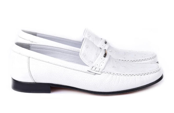 Corrente Ostrich Deerskin Loafer - White
