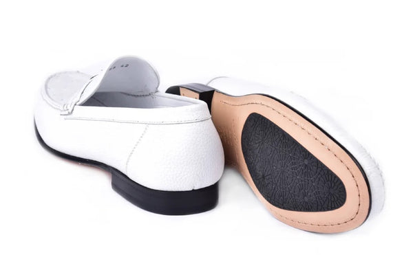 Corrente Ostrich Deerskin Loafer - White