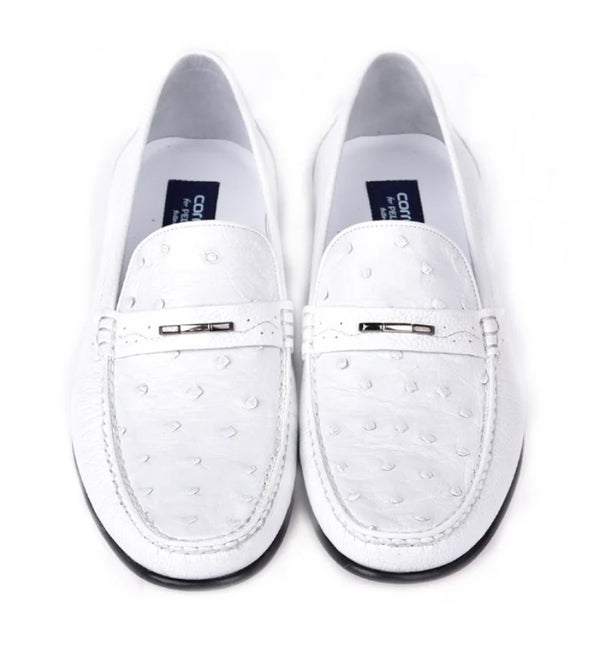 Corrente Ostrich Deerskin Loafer - White