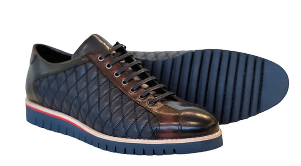 Corrente Quilted Calfskin Oxford - Navy/Burgundy