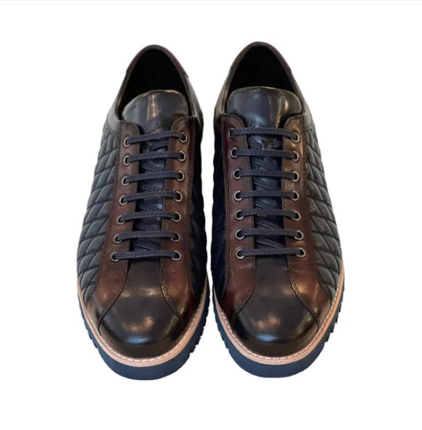 Corrente Quilted Calfskin Oxford - Navy/Burgundy