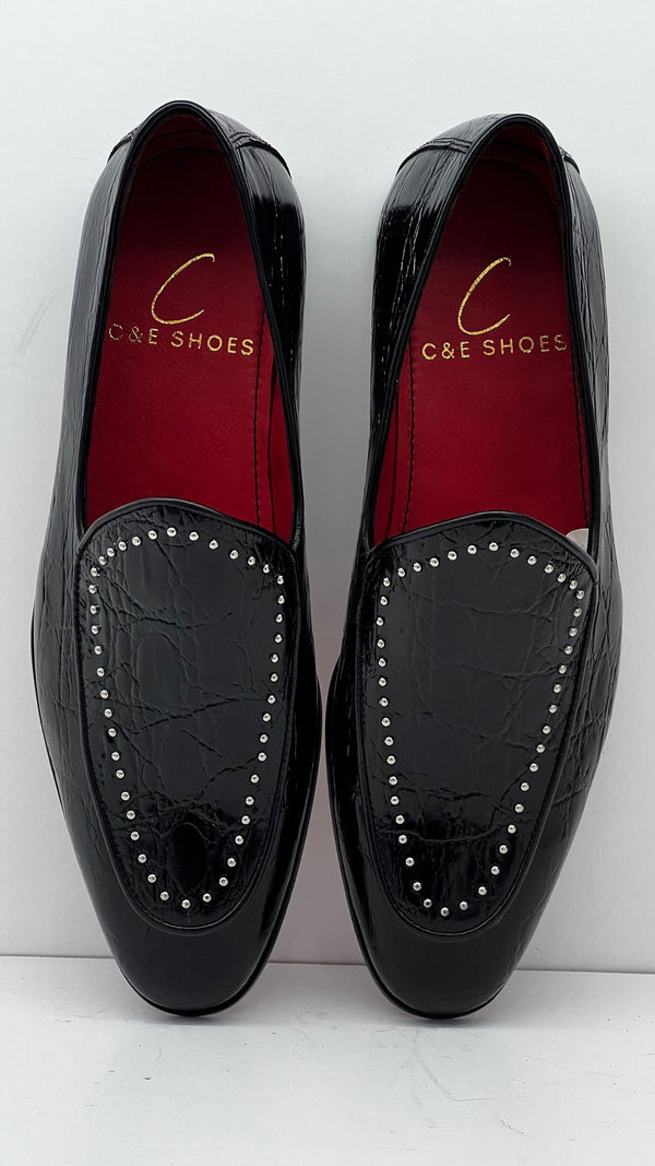 C Collection Crocodile Leather Loafer - Black