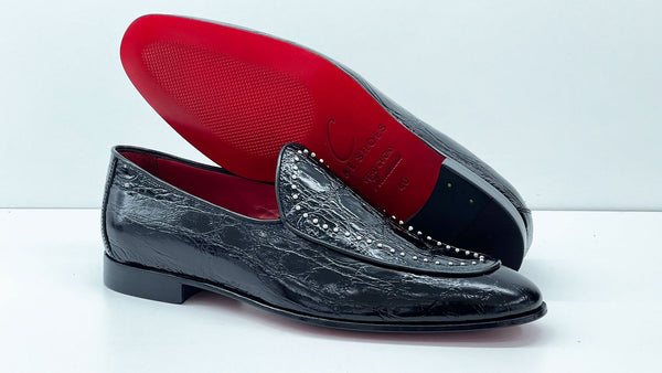 C Collection Crocodile Leather Loafer - Black
