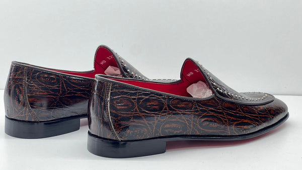 C Collection Crocodile Leather Loafer - Brown