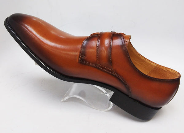 Carrucci Monkstrap Calfskin Shoe - Cognac