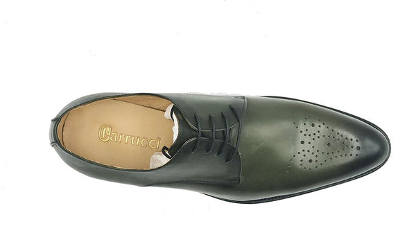 Carrucci Burnished Calfskin Oxford - Olive