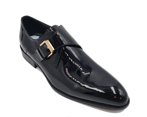 Carrucci Patent Monkstrap Shoe - Black