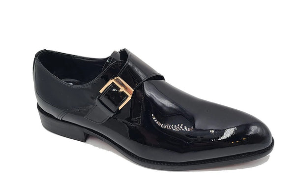 Carrucci Patent Monkstrap Shoe - Black