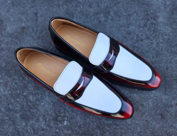 Maurice Patent Leather Loafer - Burgundy/White