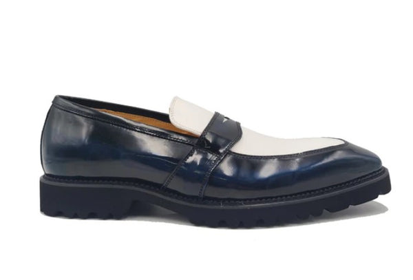 Maurice Patent Leather Loafer - Navy/White