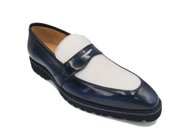 Maurice Patent Leather Loafer - Navy/White