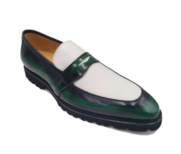 Maurice Patent Leather Loafer - Olive/White
