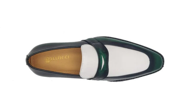 Maurice Patent Leather Loafer - Olive/White