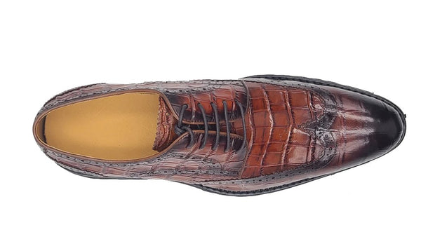 Carrucci Embossed Alligator Shoe - Whiskey