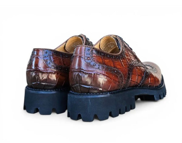 Carrucci Embossed Alligator Shoe - Whiskey