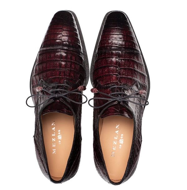 Mezlan "Giovane" Crocodile Derby Burgundy