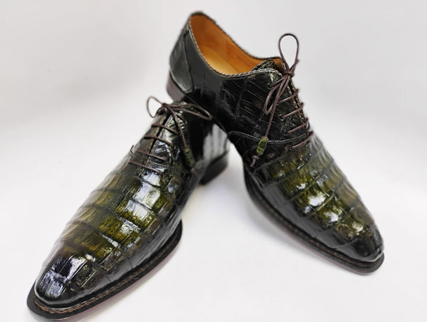 Mezlan Crocodile Oxford - Brown/Olive