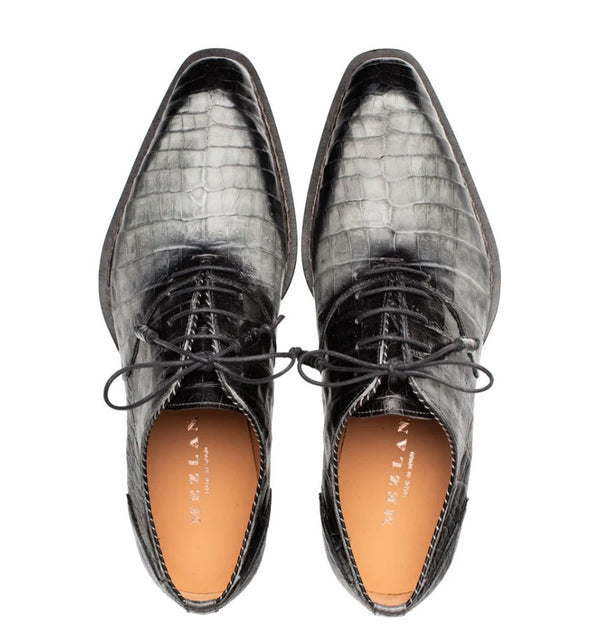 Mezlan Crocodile Oxford - Black/Grey
