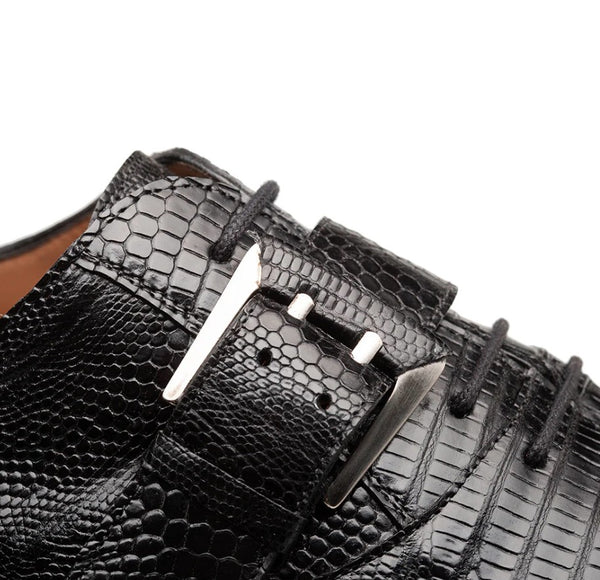 Mezlan "Omero" Lizard Monk/Oxford Black