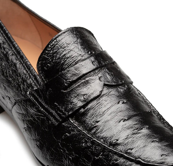 Mezlan "Nogales" Ostrich Loafer Black
