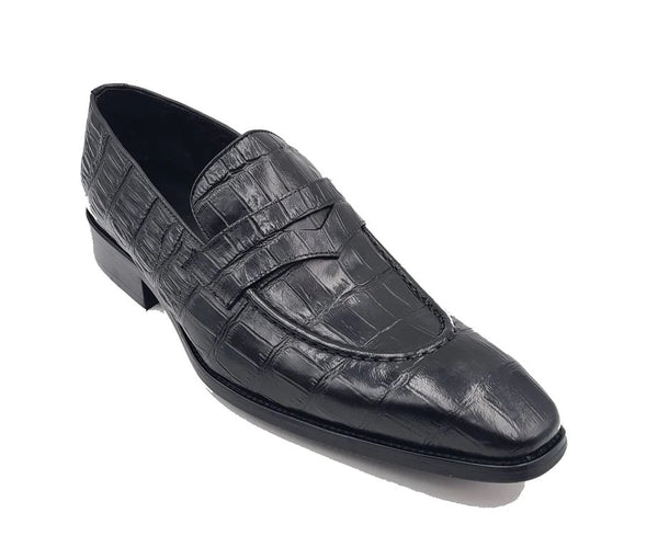 Carrucci Embossed Calfskin Loafer - Black