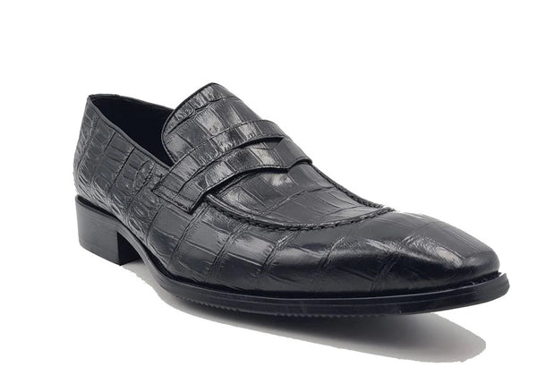 Carrucci Embossed Calfskin Loafer - Black