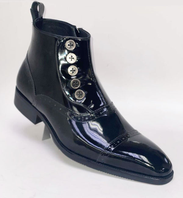 C&E Shoes Patent Leather Boot - Black