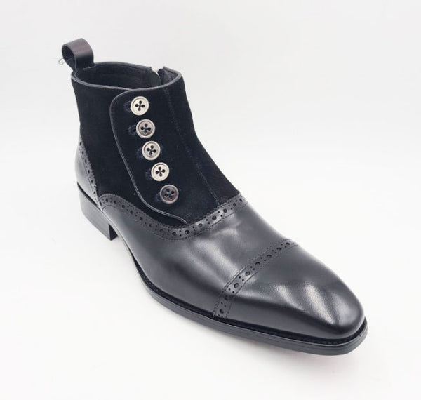 C&E Shoes Leather & Suede Boot - Black