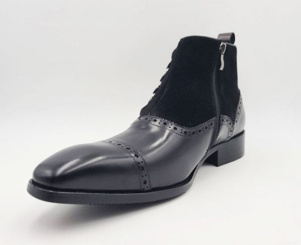 C&E Shoes Leather & Suede Boot - Black