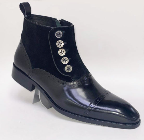 C&E Shoes Leather & Suede Boot - Black