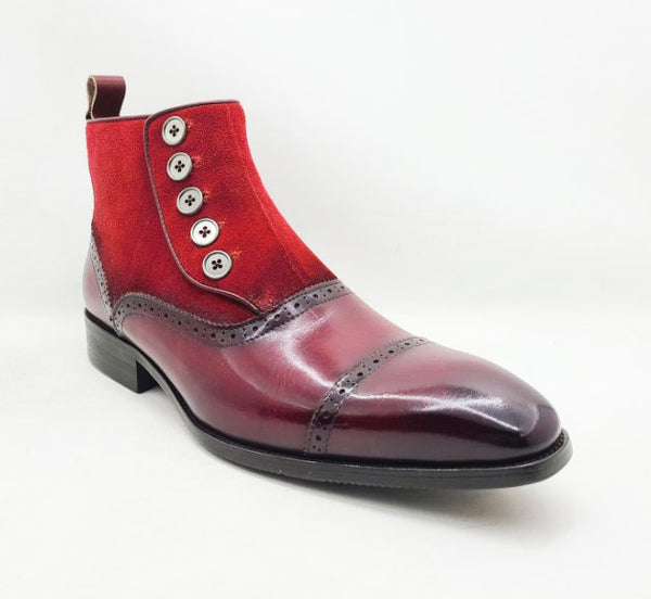 C&E Shoes Leather & Suede Boot - Burgundy