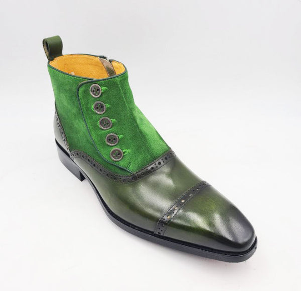C&E Shoes Leather & Suede Boot - Olive