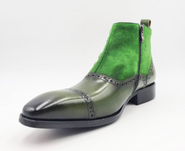 C&E Shoes Leather & Suede Boot - Olive