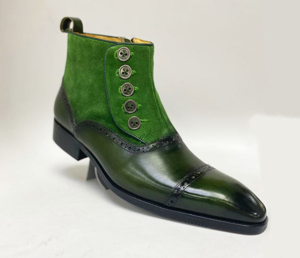 C&E Shoes Leather & Suede Boot - Olive