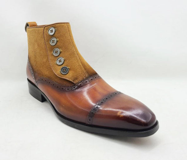 C&E Shoes Leather & Suede Boot - Whiskey